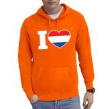 Bellatio Decorations Oranje I love Holland hoodie / hooded sweater heren - Oranje fan/ supporter kleding XL