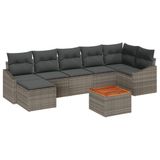 vidaXL Tuinbank Set 8-delig Grijs Polyrattan