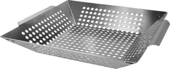 Navaris RVS Grillschaal - Groentemand voor Barbecue, Grill & Oven - 35 x 30 x 6 cm