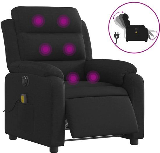 vidaXL Massagestoel elektrisch verstelbaar stof zwart