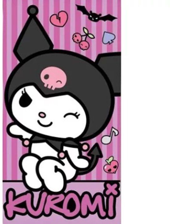 Hello Kitty Mister License Kuromi strandlaken punk 70 x 140 cm polyester roze