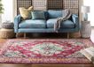 SAFAVIEH Monaco Collection MNC243D tapijt, boho-chic-medaillon, used-look, pluisvrij, voor woonkamer, slaapkamer, accenten, 122 x 177 cm, roze/meerkleurig