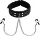EIS, Halsband met tepelklemmen, Zwart, Imitatieleer, Metaal, Rubber