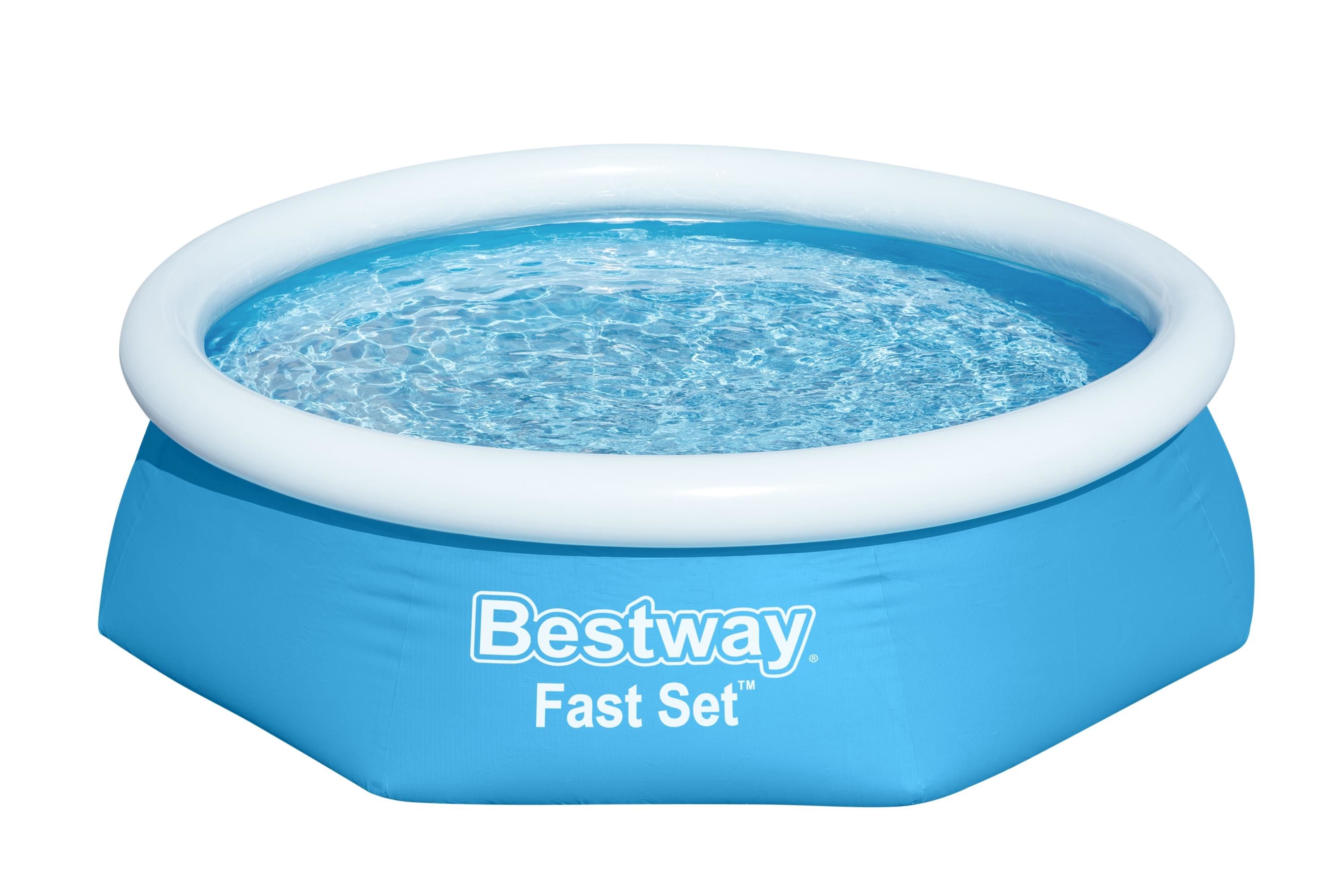 Bestway Fast Set Opblaasbaar Zwembad - 2,44 m x 61 cm - Rond - Blauw/Wit
