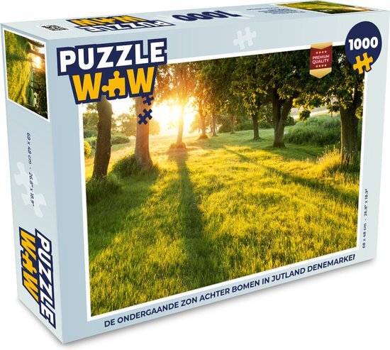 MuchoWow Puzzel De ondergaande zon achter bomen in Jutland Denemarken - Legpuzzel - Puzzel 1000 stukjes volwassenen - Sinterklaas cadeautjes - Sinterklaas voor grote kinderen