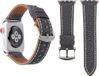 Qubix - Bracelet en cuir véritable à motif denim - Gris - Convient pour Apple Watch 44mm / 45mm / 46mm / 49mm