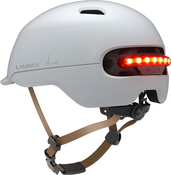 Livall C20 Smart Fietshelm - Wit - Medium - LED - Remlicht - Unisex