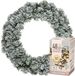 Decoris Couronne de Noël verte avec neige - 35 cm - éclairage blanc chaud - 48 lampes - 4 mètres de câble
