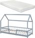 en.casa Lit enfant Sisimiut avec matelas 90x200 cm gris clair et blanc