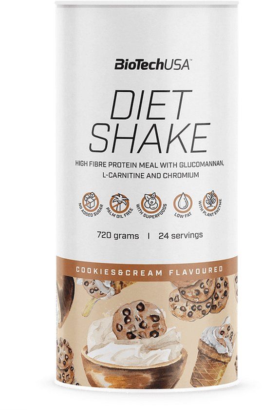 BiotechUSA Diet Shake - 720 Gram - Maaltijdvervanger - Cookies & Cream