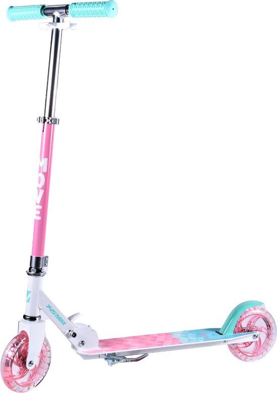 Move Step - Move Scooter 145 LED Pastel Sky - roze wit - lichtgevende wielen - vouwbaar - in hoogte verstelbaar - vanaf 3 jaar