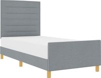 vidaXL Bedframe met hoofdeinde, lichtgrijs, 100 x 200 cm, stof