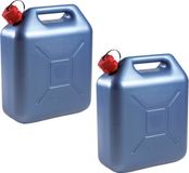 EDA Kunststof jerrycan blauw voor brandstof - 2x stuks - 20 liter