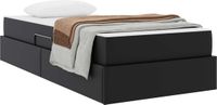 vidaXL Bed met opbergruimte en matras, 2-delig, Zwart, Leer