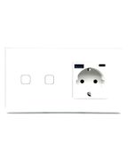 Robito - Dubbel aanraakschakelaarpaneel | stopcontact met USB en USB-C | compatibel met SmartHome en Tuya | Modern en minimalistisch design, wit, kunststof