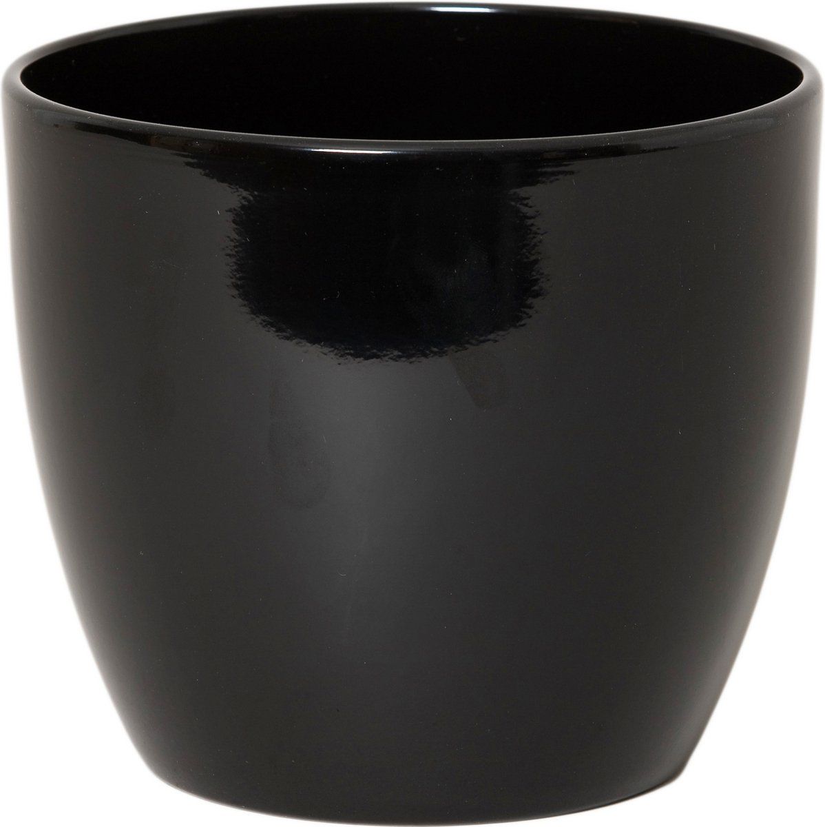 Floran plantenpot/bloempot voor binnen keramiek glans zwart h12.5 x d13.5 cm