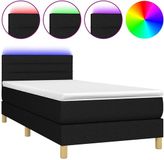 vidaXL Boxspring met matras en LED stof zwart 100x200 cm