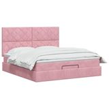 vidaXL Ottomaanse Bed met Matras en LED Roze 140 x 190 cm fluweel