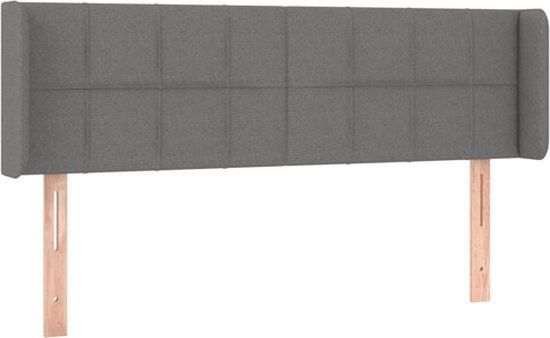 vidaXL Hoofdbord met randen 147x16x78/88 cm stof donkergrijs