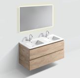 Clou Badkamermeubel set 120cm met 2 wastafels en spiegel, Grieks eik