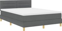 vidaXL LED Box Spring Bed with Headboard Dark Grey 140 x 190 cm Fabric