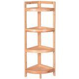 BAKAJI Hoekrek, ruimtebesparend, kleur bamboe, multifunctionele hoekplank van bamboe, robuust rek, boekenkast voor interieur, badkamermeubel (4 planken)