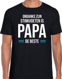 Bellatio Decorations Papa de beste - T-shirt zwart voor heren - Papa Kado Shirt / Vaderdag Cadeau L