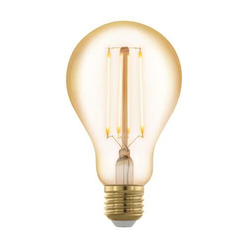 EGLO E27 LED-lamp dimbaar in fasen, retro gloeilamp, 4,5 watt, amber vintage lamp warm wit, 2200k, Edison A75, Ø 7,5 cm