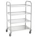 Plateauwagen roestvast staal - 4 plateaus - 200 kg draagvermogen