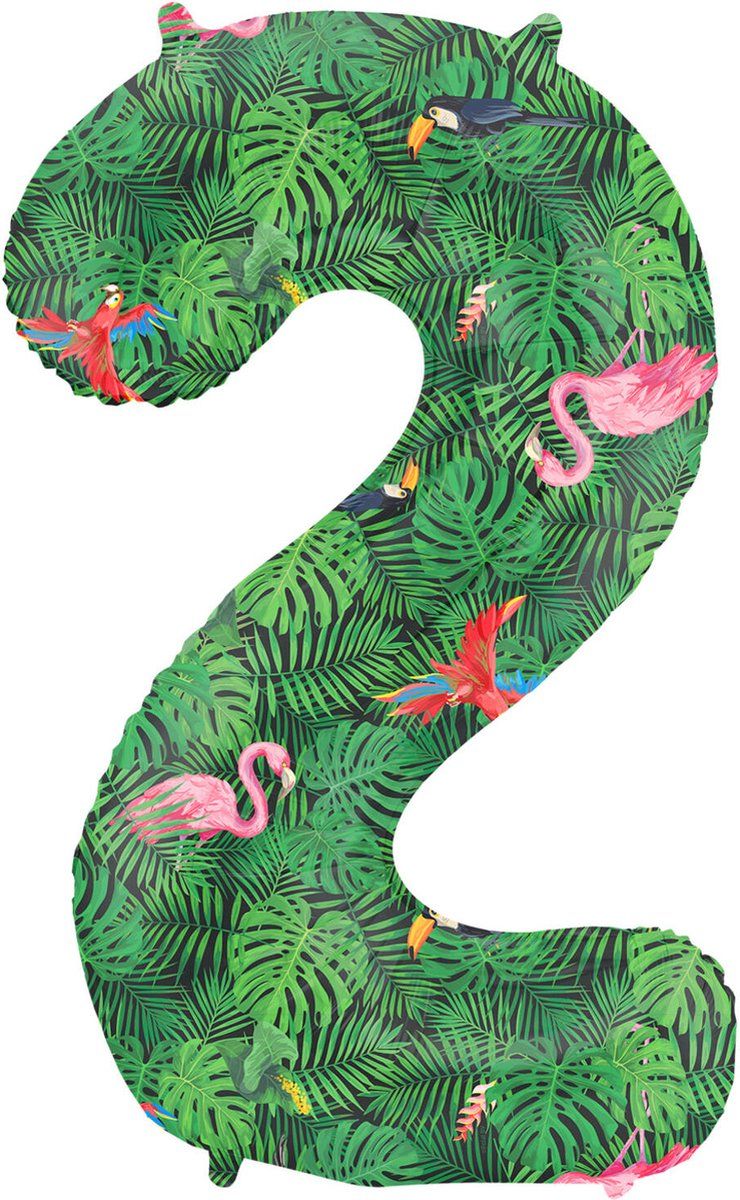 Folat Folieballon Cijfer 2 Jungle Vibe - 86 cm
