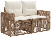 vidaXL Tuinbank 2-Aantal zitplaatsen Beige polyrattan