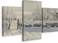 Artaza Canvas Schilderij Drieluik De Ekster, La Pie - Claude Monet - 150x120 cm - Canvas Print