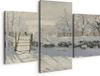 Artaza Canvas Schilderij Drieluik De Ekster, La Pie - Claude Monet - 150x120 cm - Canvas Print