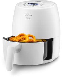 UFESA Twist 2L olievrije heteluchtfriteuse, 6 programma's, 1200 W, timer, temperatuur 80ºC - 200ºC, BPA-vrij, bak en bak met antiaanbaklaag, Cool Touch body/handvat,Wit