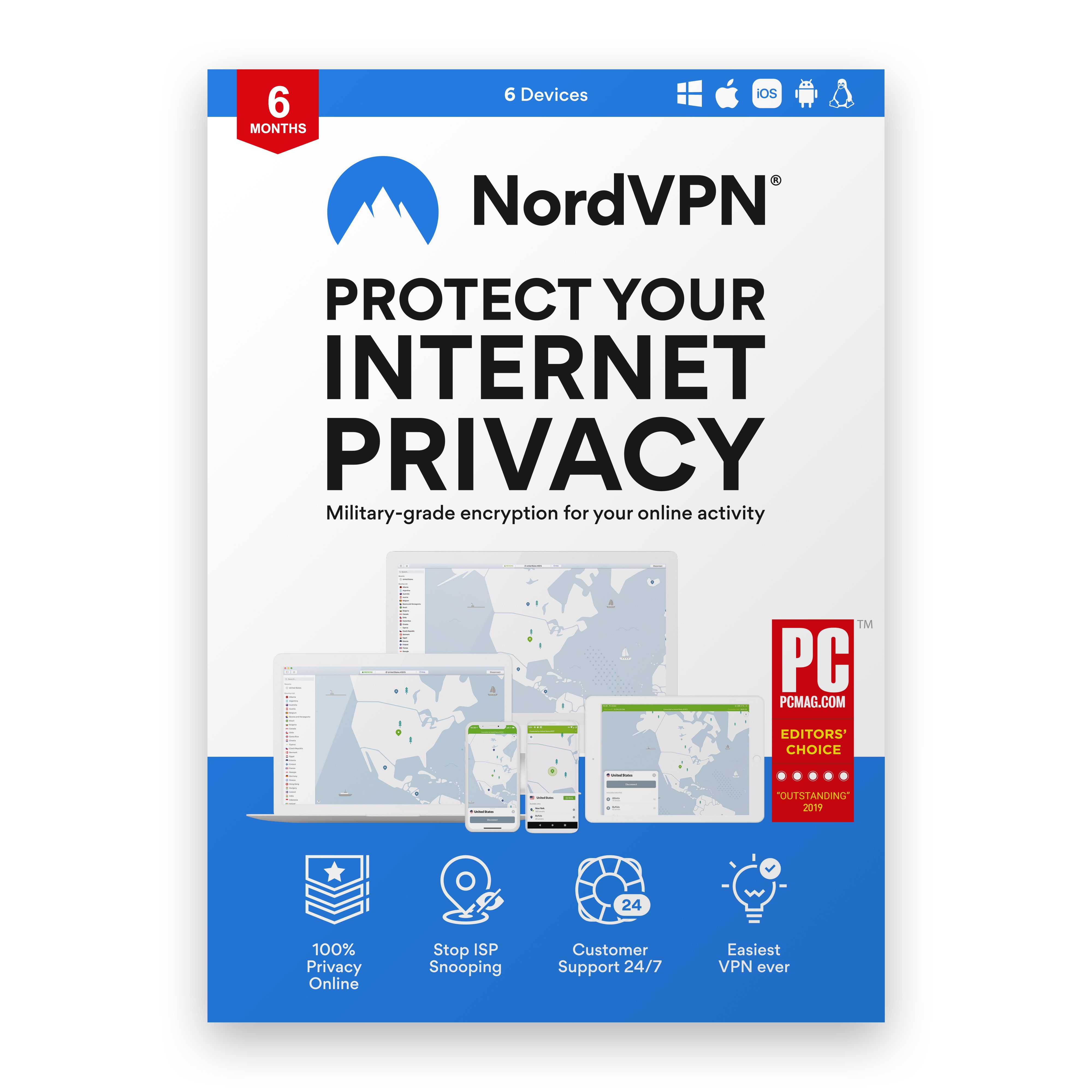 NordVPN | 6 apparaten | 6 maanden | Onbeperkt online | 5000+ servers wereldwijd