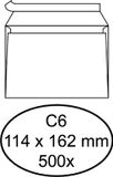 Quantore Envelop bank C6 114x162mm zelfklevend wit 500stuks
