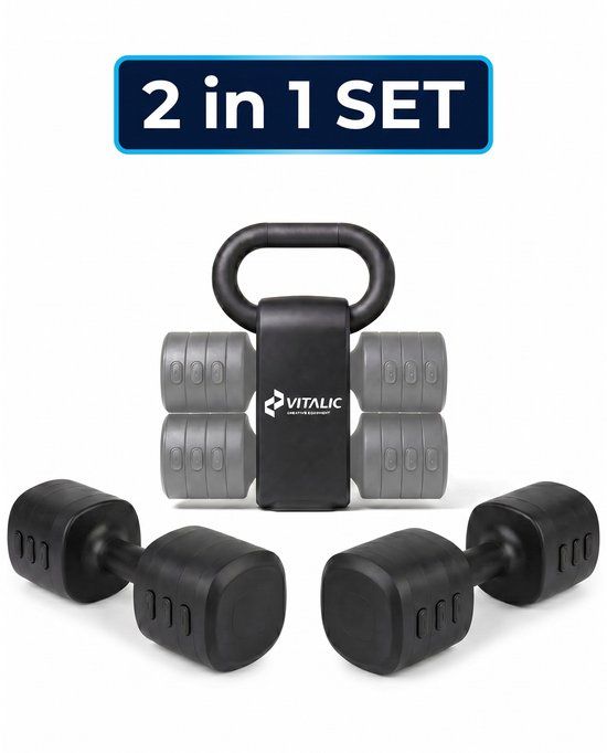 Vitalic 2-in-1 Dumbbell & Kettlebell Set