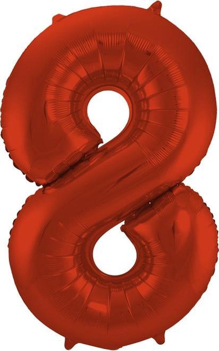 Folat Cijfer 8 Rood Metallic Mat - 86 cm