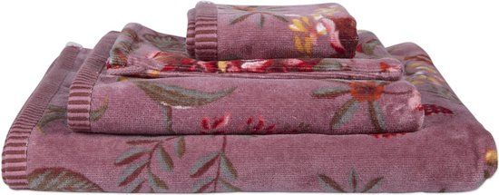 Pip Studio Handdoek Secret Garden Mauve 55x100