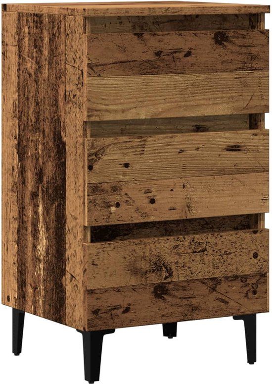 vidaXL Nachtkastje met metalen poten 40x35x69 cm oud houtkleurig