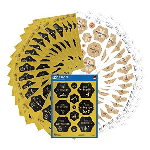 Avery Set stickers Kerstmis 204 stuks (kerststickers Vrolijk Kerstgroeten, zelfklevend, decoratie Kerstmis, cadeaus, kaarten, zakjes, knutselen) art. 51050