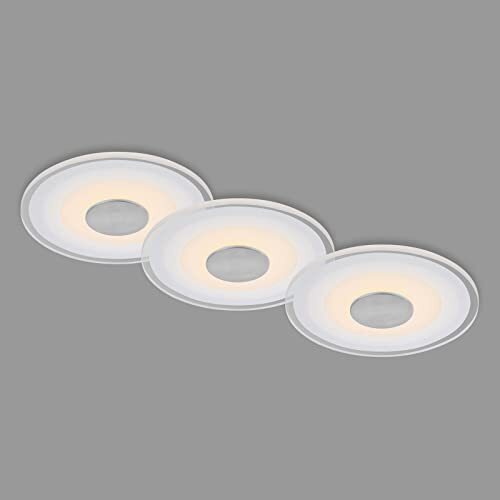 Briloner - Set van 3 LED inbouwspots plafond, 650 lumen inbouwspots led, LED inbouwspot badkamer, inbouwspot badkamer IP44, aluminiumkleurig, 120x36 mm (DxH)