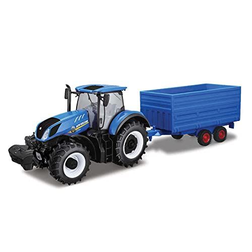 Bburago 44067 New Holland T7HD tractor met HAY-hanger, schaal 1:32, blauw