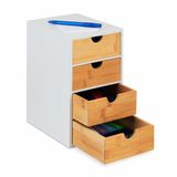 Relaxdays bureau organizer - bamboe - 4 lades - 27,5 x 16,5 x 21 cm - wit