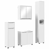 vidaXL Badkamermeubelset met lade, 4-delig, wit, moderne badkamerset, ruime opslag, rechthoekig design, elegante spiegel, compacte organizer