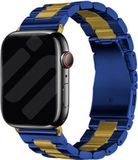 Strap-it Stalen schakel band - Blauw/Goud