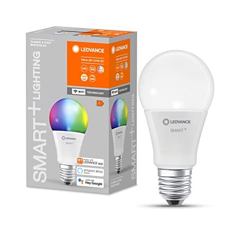 Ledvance Slimme LED-lamp met WiFi-technologie, E27-basis, Dimbaar, Lichtkleur veranderbaar (2700-6500K), RGB-kleuren veranderbaar, vervangt gloeilampen van 75 W, 4-pak