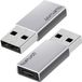 4Smarts Set van 2 USB naar USB C Oplaad-/Overdrachtsadapters 5GB/s Zilver