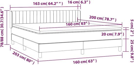 vidaXL Boxspring met matras fluweel donkerblauw 160x200 cm