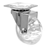 WAGNER Soft zwenkwiel SKATER - diameter Ø 50 mm, bouwhoogte 65 mm, verchroomd staal, transparant, schroefplaat 42 x 42 mm, draagkracht 40 kg - 03108501